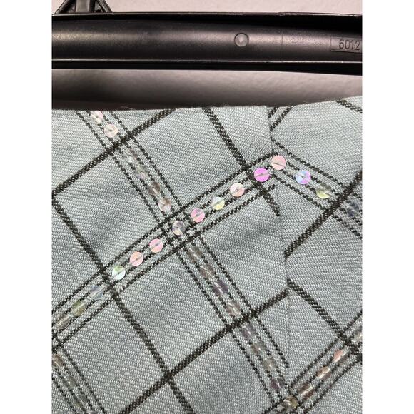 Vintage Tribeca Studio Skirt Womens 12 blue plaid sequined Wool Blend‎ A-Line - Picture 5 of 6